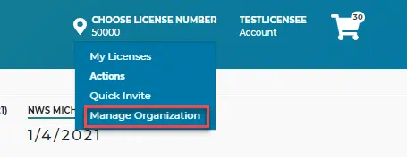 manage org screen
