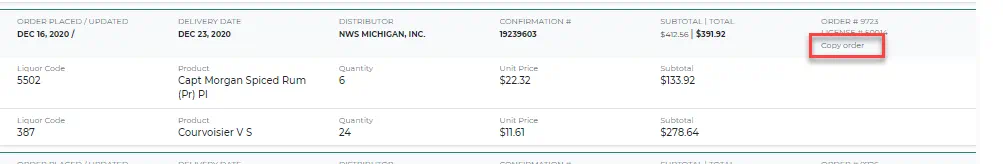 orders screen