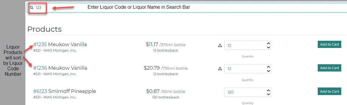 Products screen