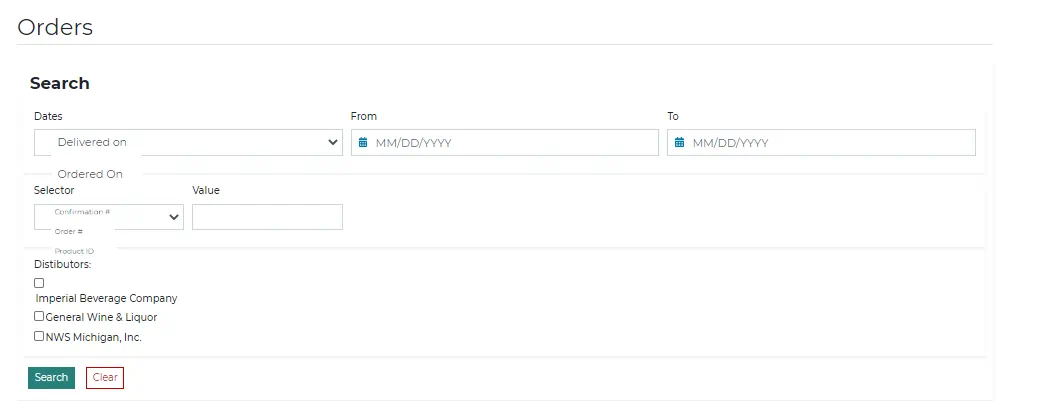 orders screen