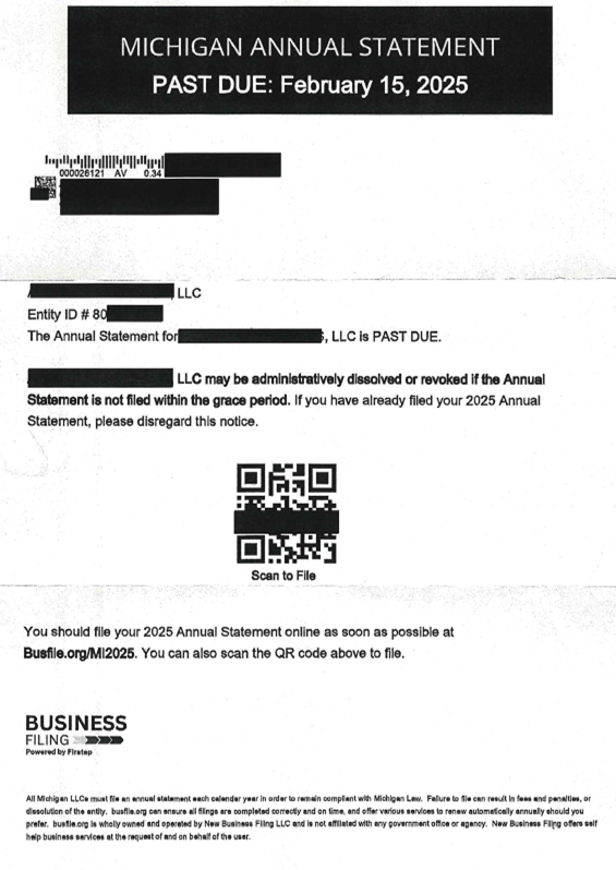 Letter with words describing a scam