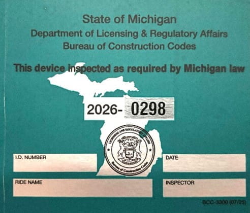 Blue State of Michigan Sticker with License Information