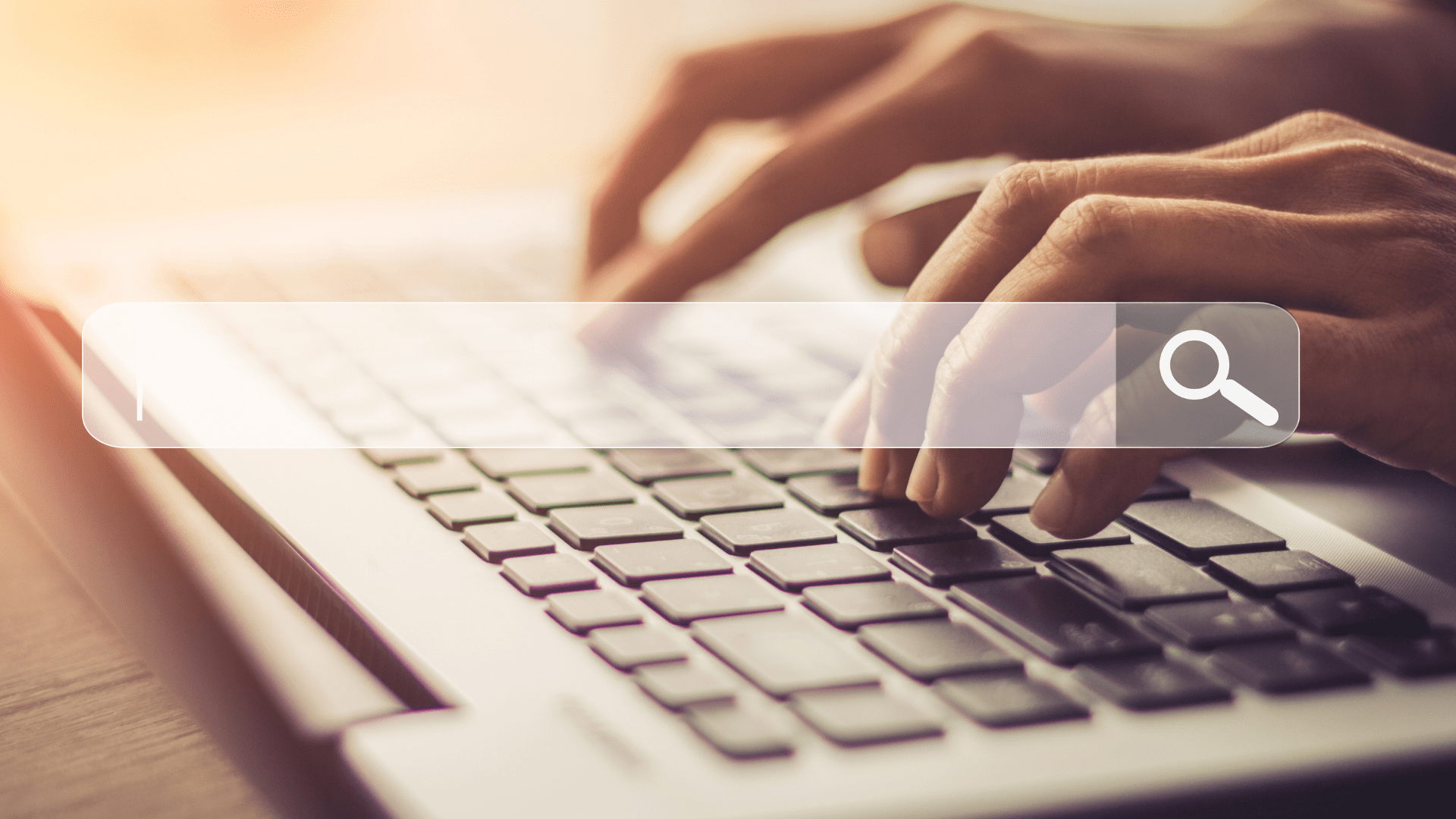 Image of laptop keyboard with search bar overlay