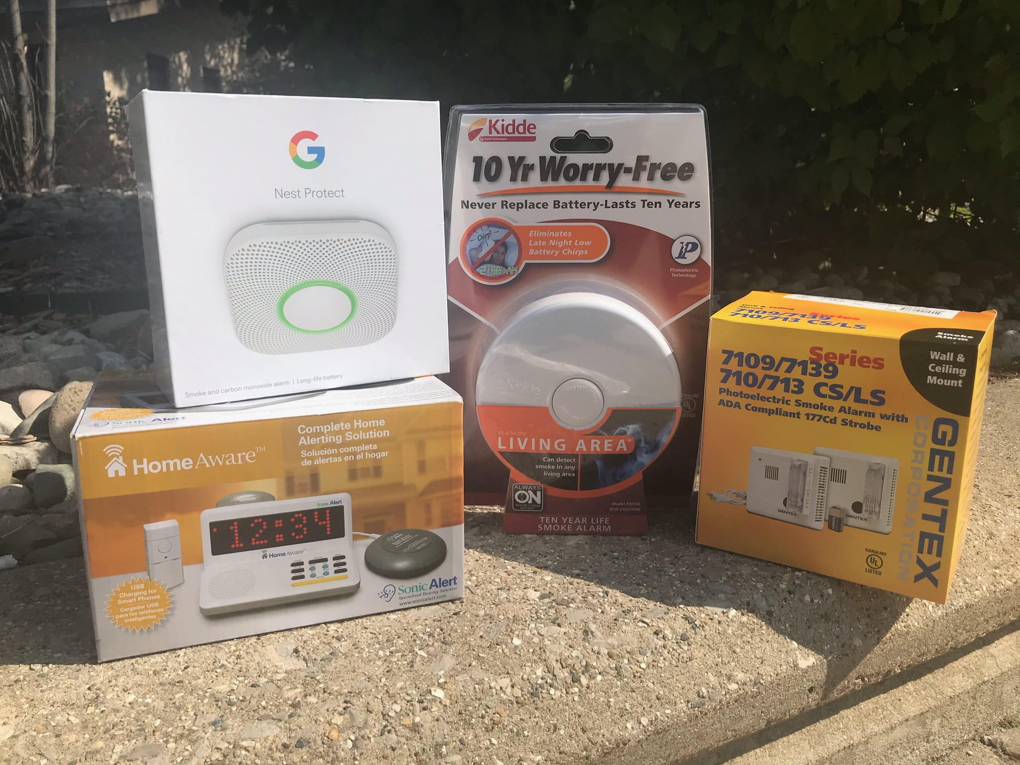new various smoke alarms in box