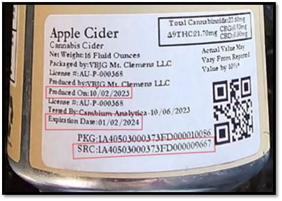 Cannabis cider can nutrition details view