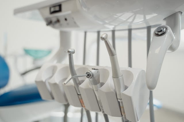 A rack of dentistry tools