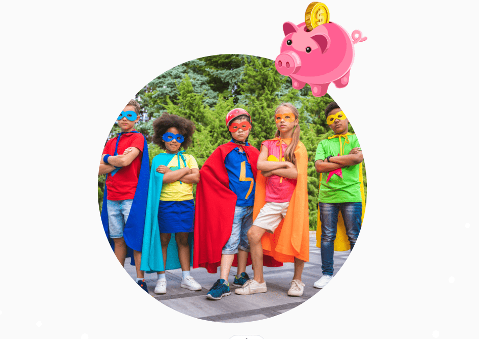 Super SAVINGS Superhero w pig