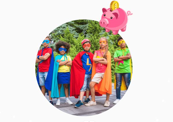 Super SAVINGS Superhero w pig