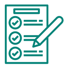 Simple drawing of a pencil and a checklist