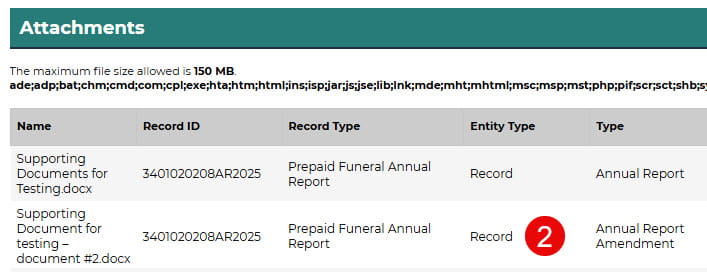Annual Report Amendment - Upload Successful