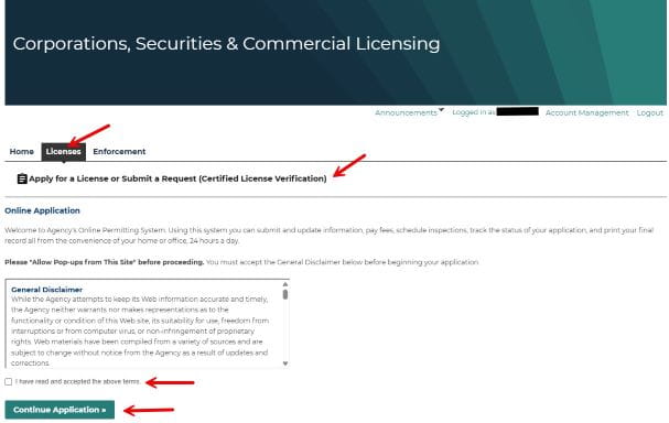 Apply for a License