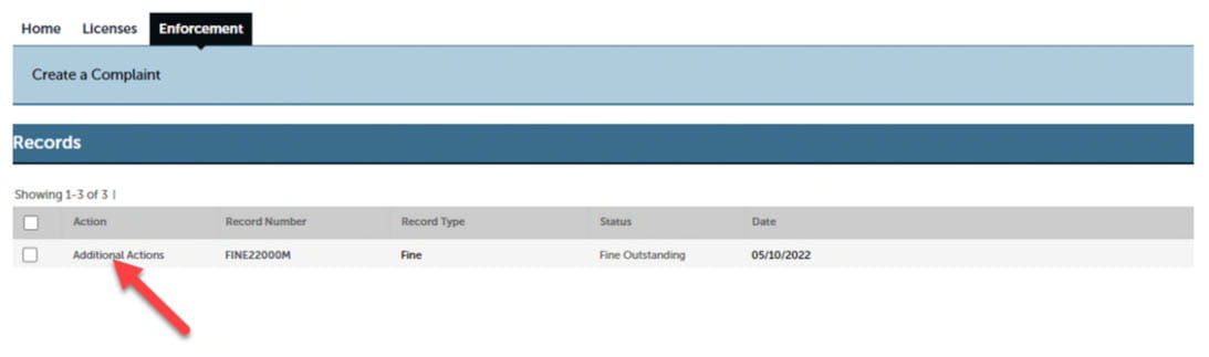 Enforcement - Pay Fine - Additional Actions