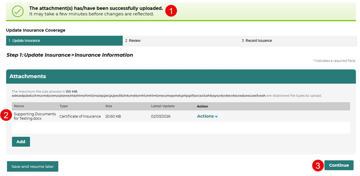 Insurance - Upload Successful