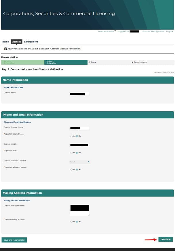 Licensing Linking Contact Information  Name Phone Email and Mailing Address Info