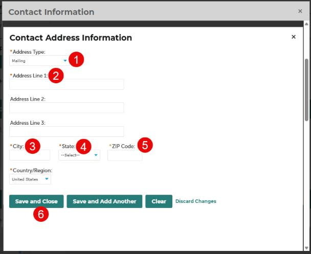 New Application - Contact Address Information