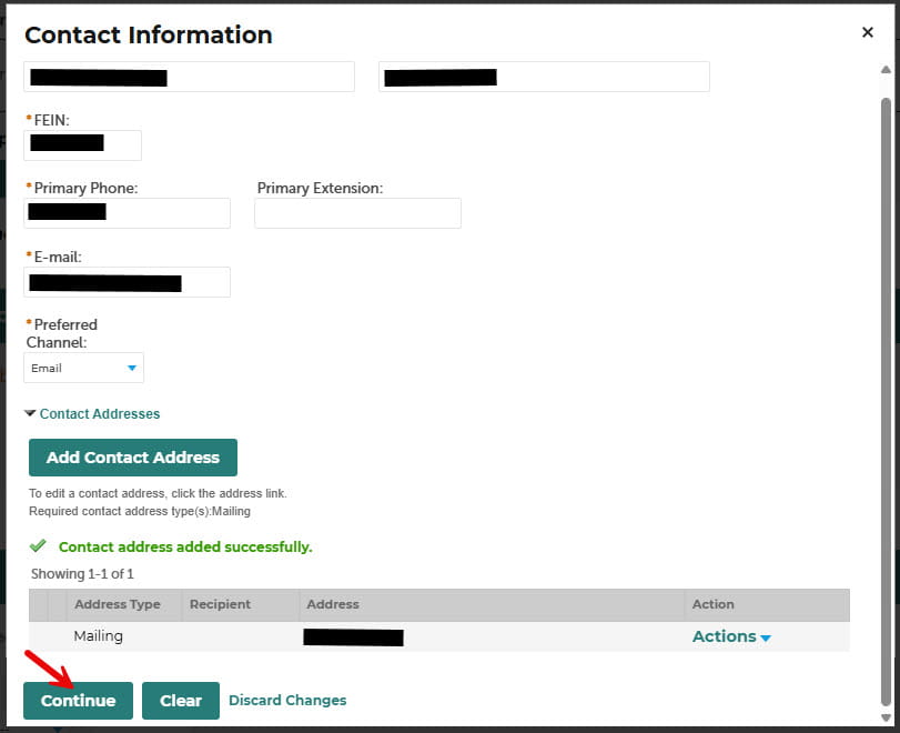 New Application - Contact Information
