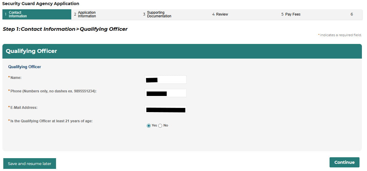 New Application - Qualifying Officer
