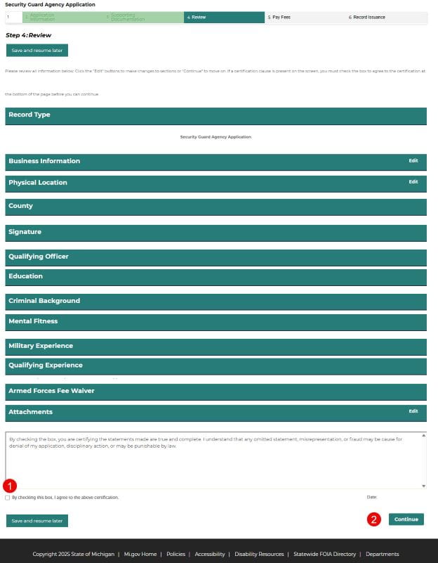 New Application - Review Section