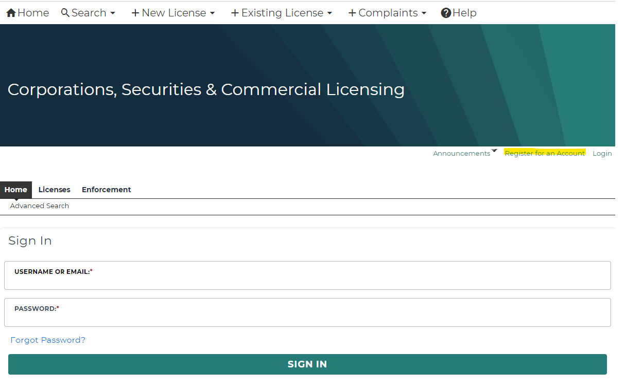 Register for an Account in MiCLEAR