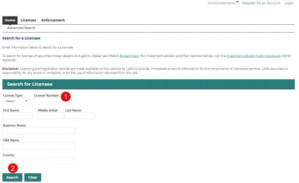 Search for a License