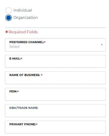 Contact Type Information for MiCLEAR for Registering an Account