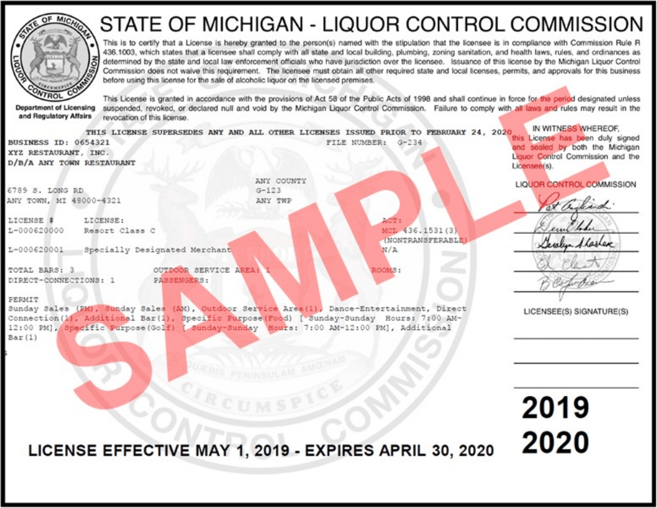 Sample Main License Image