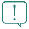 Exclamation point inside of a talk bubble - important information