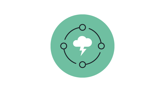 lightening cloud inside of a four point circle representing stressors affecting the workplace
