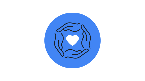 heart being enveloped by four hands in square shape