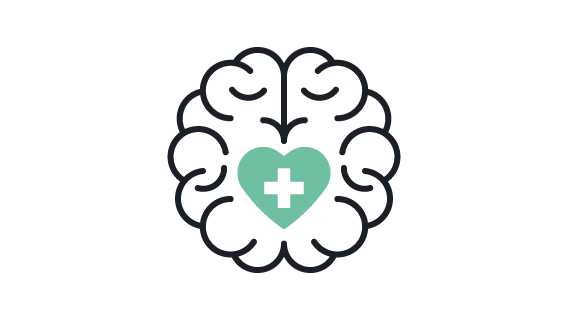 icon of brain matter with heart inside representing treatment