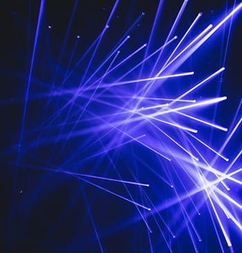 Close up of blue fiber optics