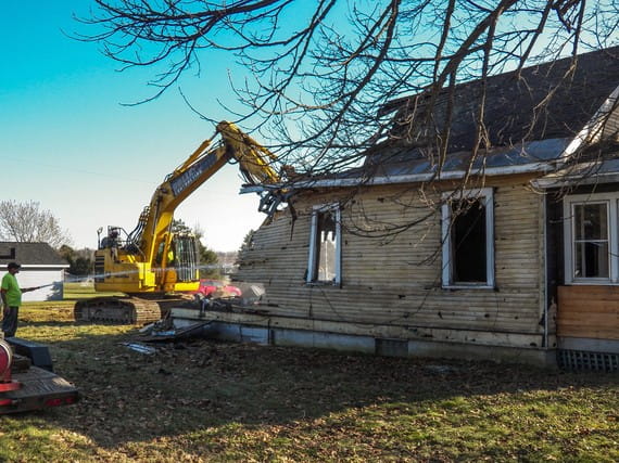 A house being demolished.