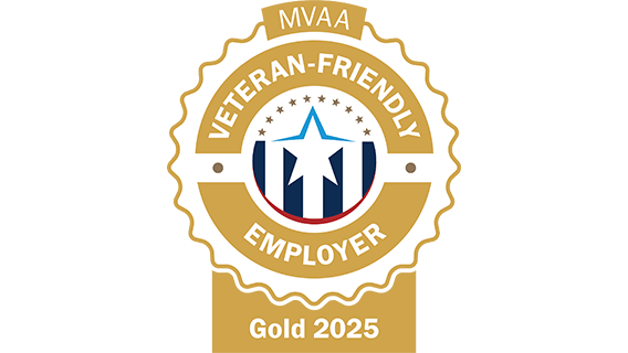 MVAA Veteran-Friendly Employer Gold 2025 Medallion indicating LEO meeting all gold level requirements