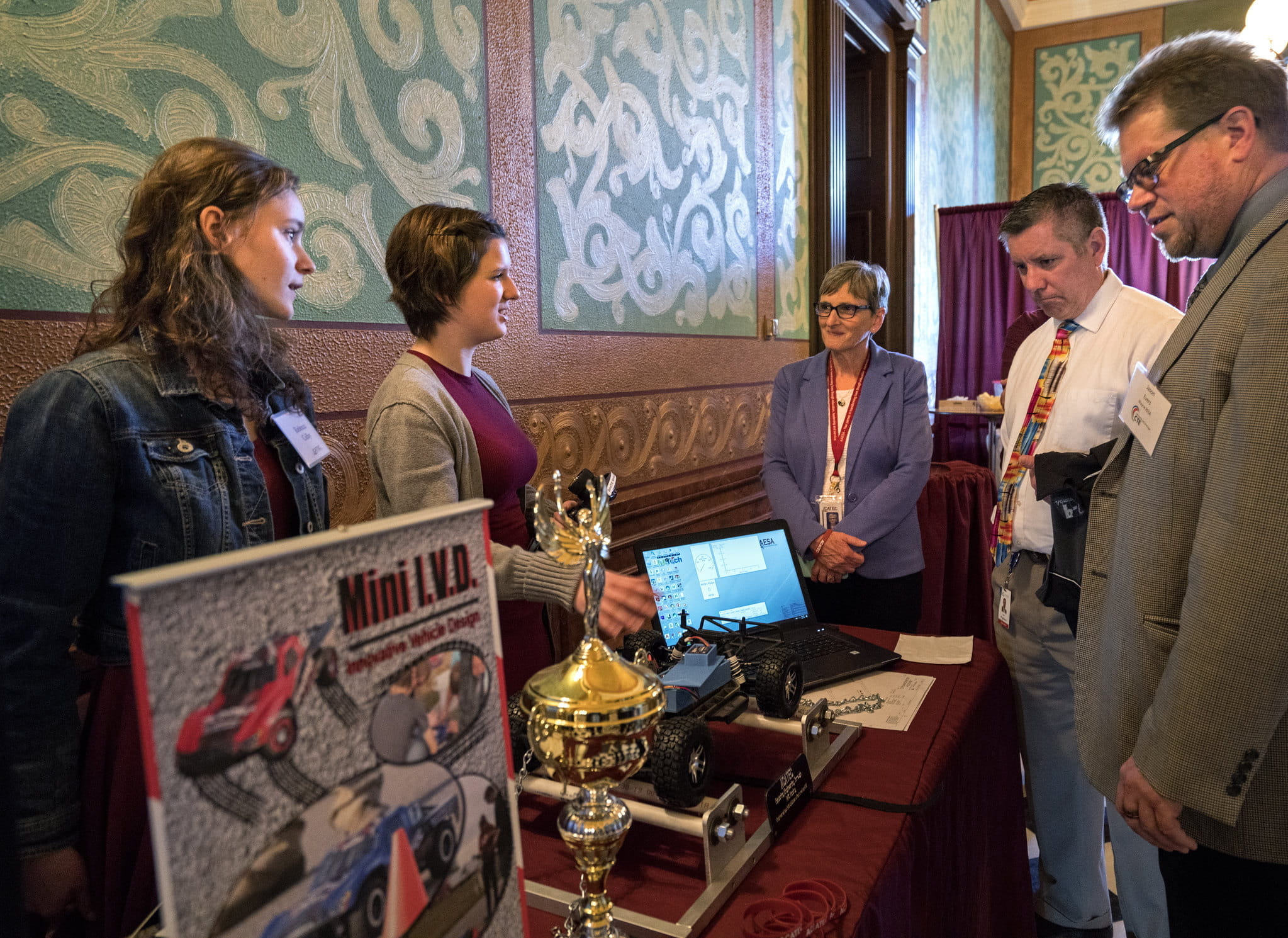 Career and technical education students speak to legislators inside Capitol 