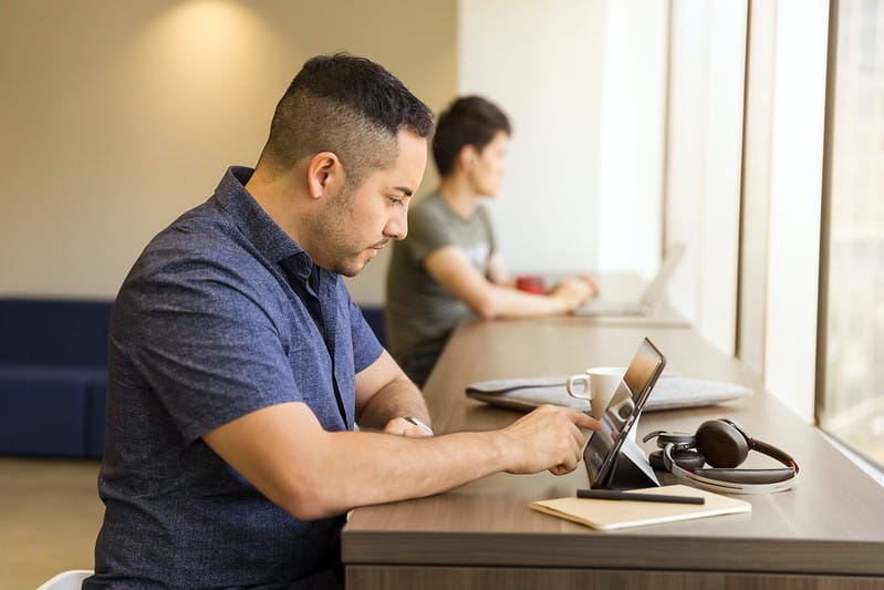 man using tablet