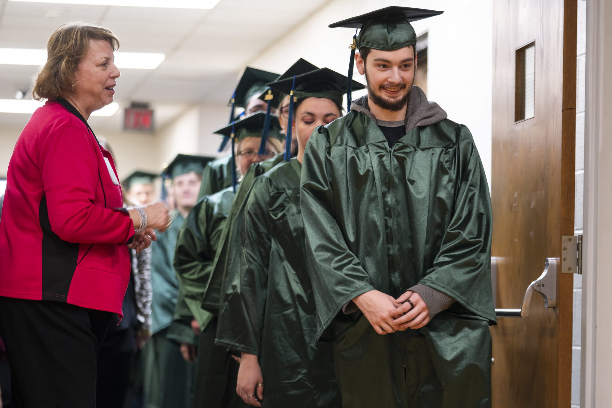 MCTI graduate Johnathan Perchikoff prepared to head on stage to receive his degree in Culinary Arts.