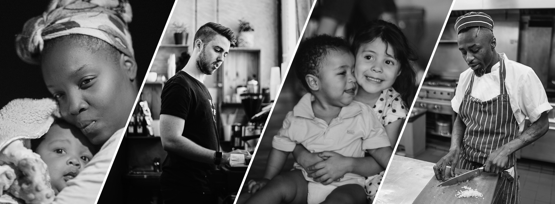 four different images of people