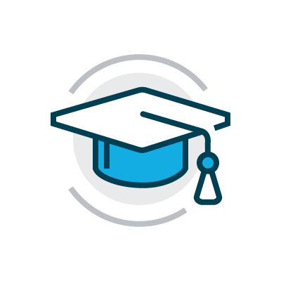 Icon of a graduation cap with tassel, symbolizing educational and training institutions.