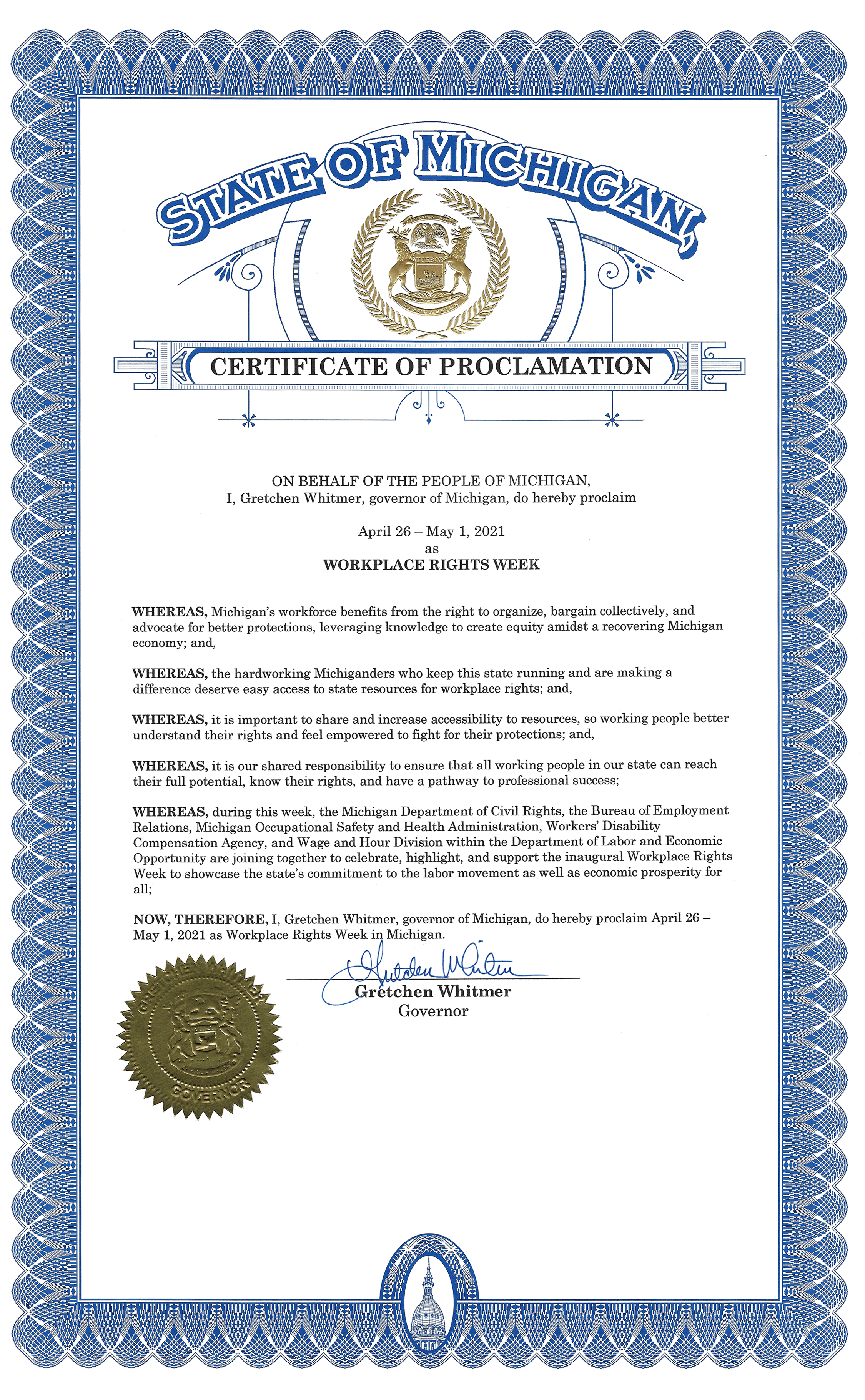 Workplace Rights Week Proclamation