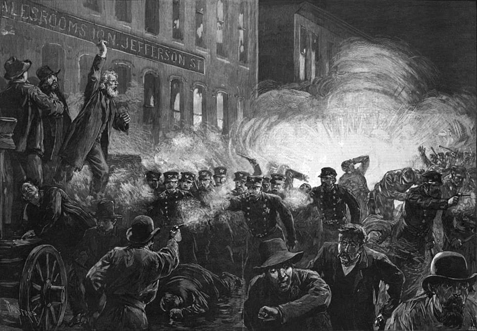 A drawing of the May Day event. 