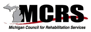 MCRS logo with a silhouette of Michigan overlapping the “M,” a red swoosh beneath the letters, and the text “Michigan Council for Rehabilitation Services.”