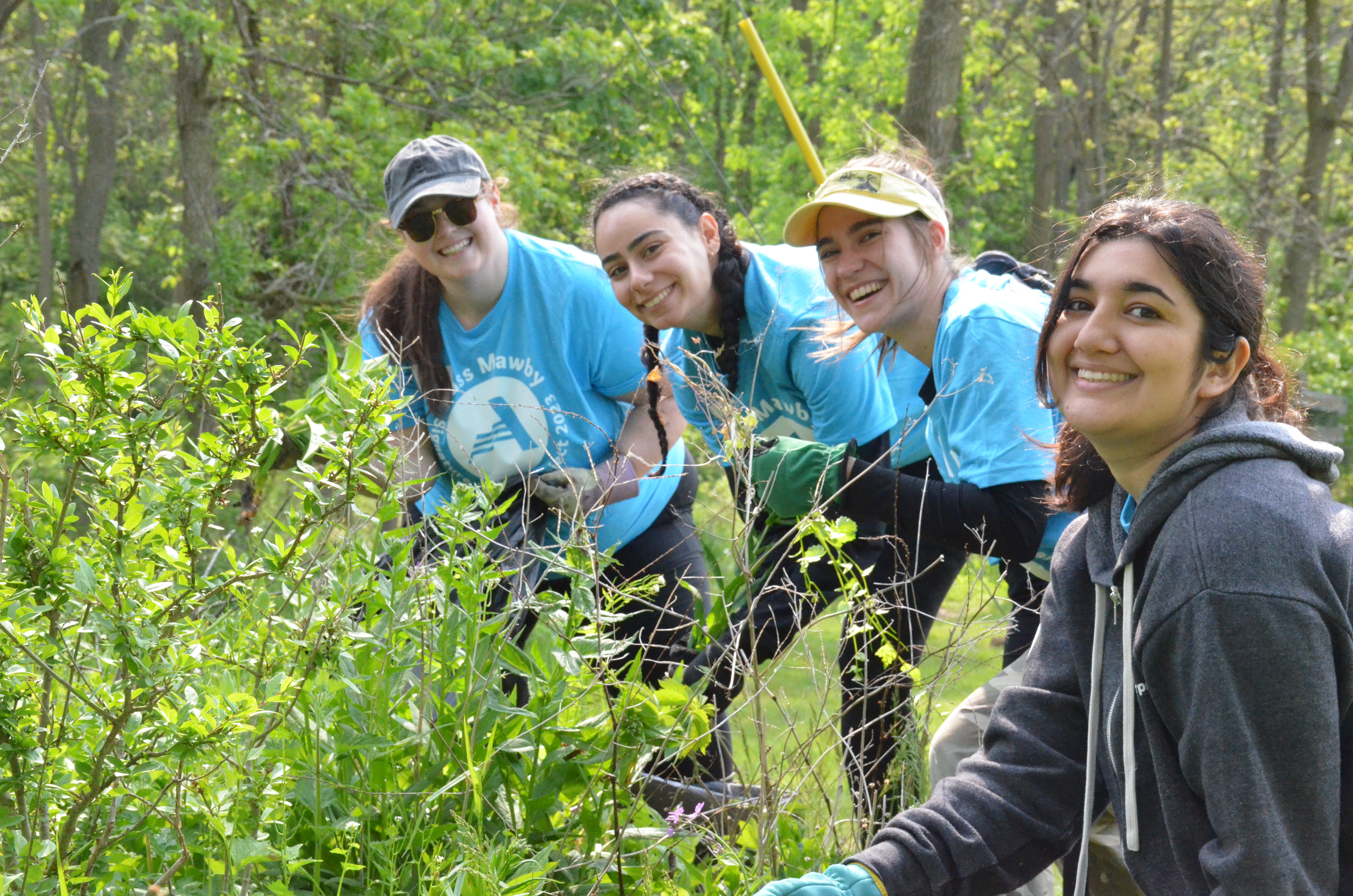 AmeriCorps members serving outside
