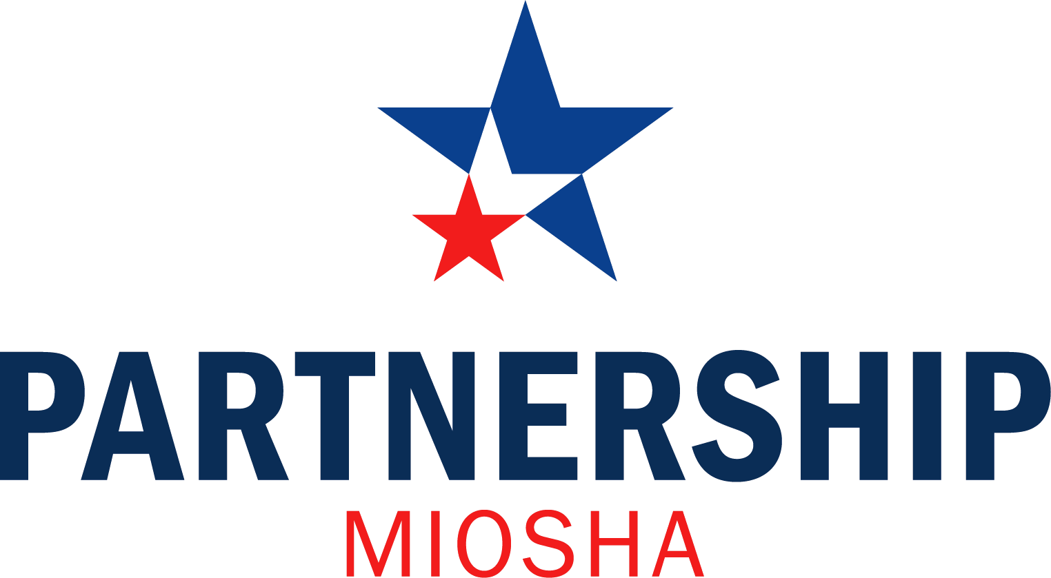 MIOSHA Partnership Logo with Two Stars in blue and red.