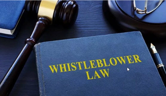 whileblower law book and gavel