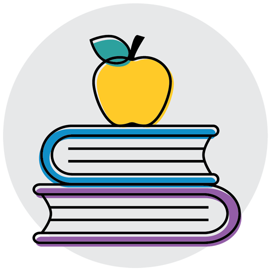 an apple atop a stack of books - represents empowering STEM teachers