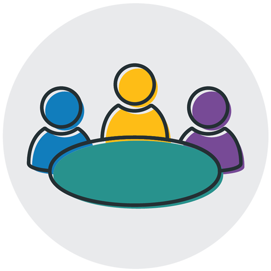 three people sitting at a table - representing MiSTEM work