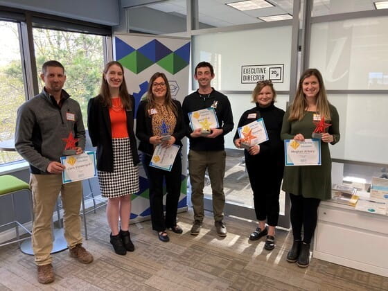Pictured left to right: Honorees Chris Vandergriff, Drea Weiner, Debby Oliver, Ben O'Neil, Nancy Olenchek, Meghan Arbruy
