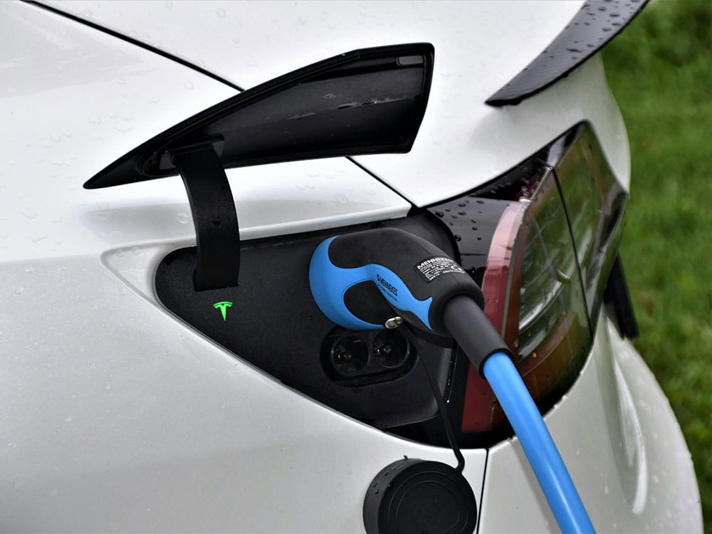 An E-vehicle being charged