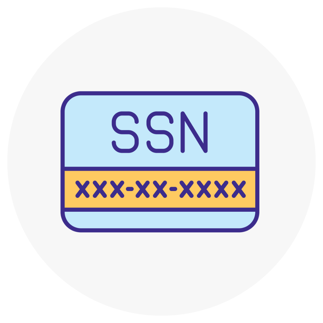 An icon of a censored Social Security Number.