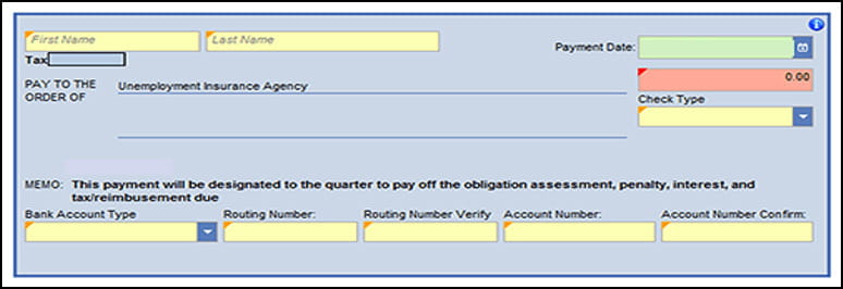 A screenshot of making a payment in MiWAM.